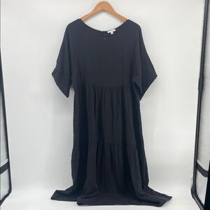 Calme by Johnny Was Raglan Tiered Dress in Black L A21